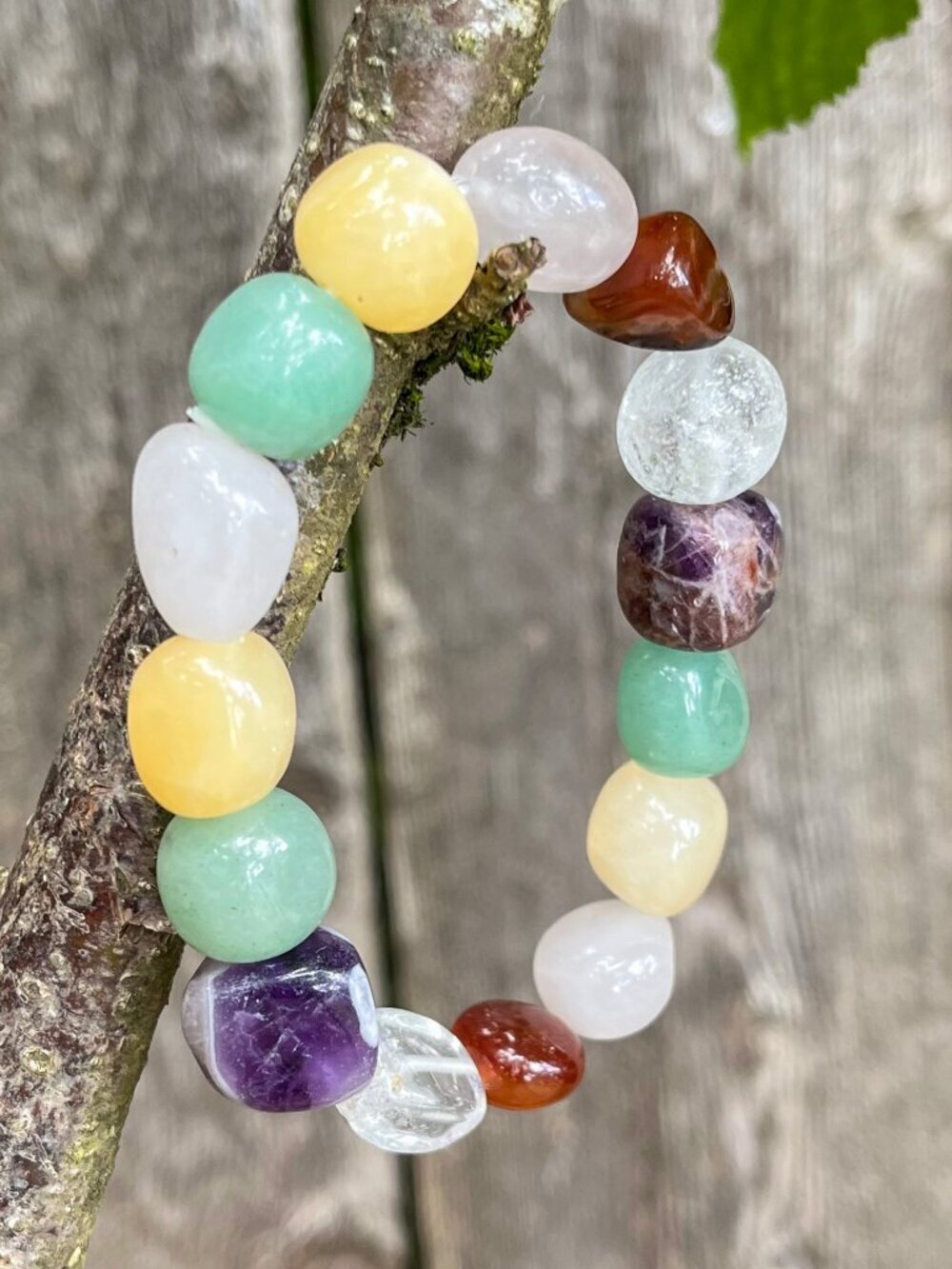 Multi Gemstone Nugget Stretch Bracelet | Handmade - Picture 4 of 6